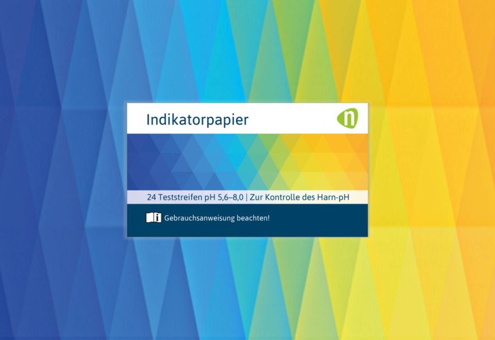 Farbiges Testfeld mit Skala für pH-Wert und chemischem Indikator