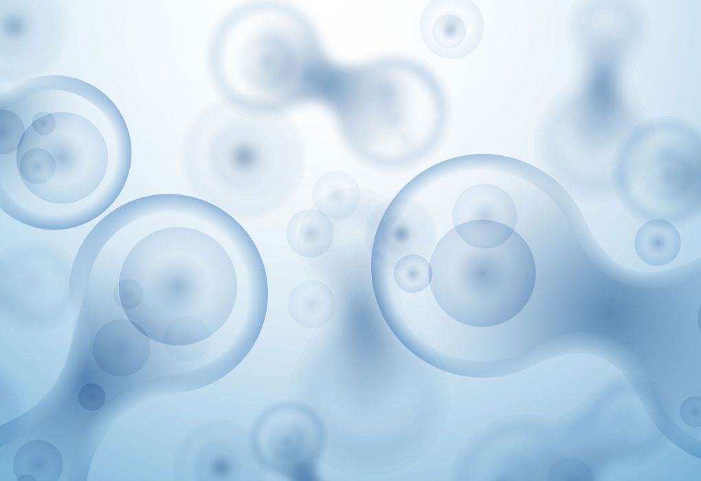 Illustration von menschlichen Zellen in bläulichem Ton.